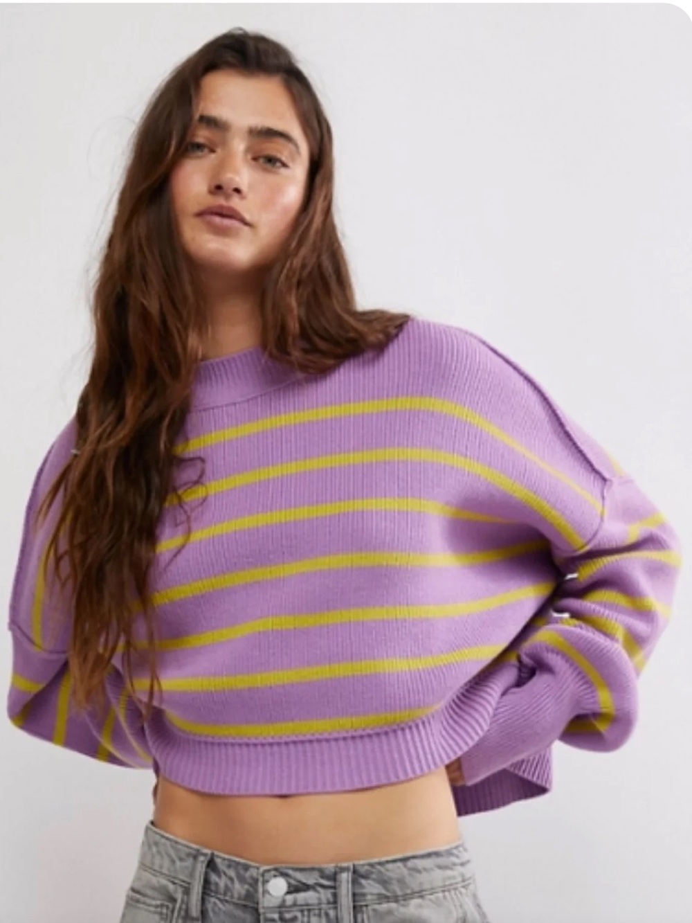 Free people easy street striped cropped sweater